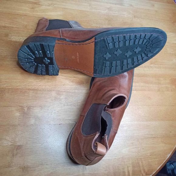 METROPOLITAN VIEW Men Dress Boots Size 13 Brown Italian Leather Slip On - Picture 6 of 11